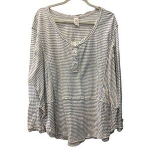 We The Free Womens Striped Long Sleeve Henley Top
